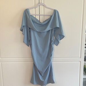 Women's Light Blue Off-Shoulder Short Dress
